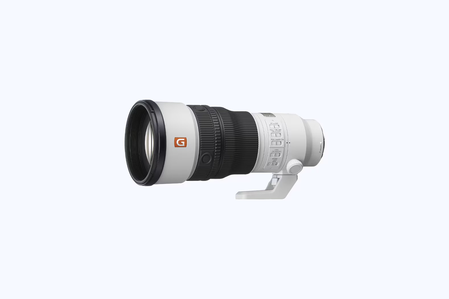 Sony Fe 300Mm F2 8 Gm Oss Front Angle No Hood Sony Fe 300Mm F2.8 Gm Oss Super-Telephoto Lens From The Front With The Lens Hood Removed