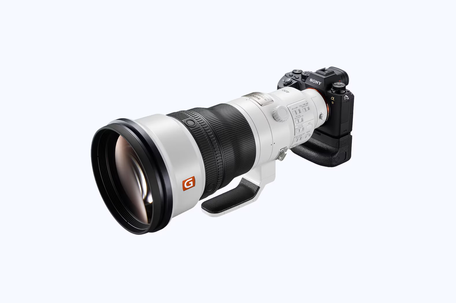 Sony Fe 400Mm F2 8 Gm On Alpha 9 Sony Fe 400Mm F2.8 Gm Oss Super-Telephoto Lens Mounted On A Sony Alpha 9 Camera With Grip