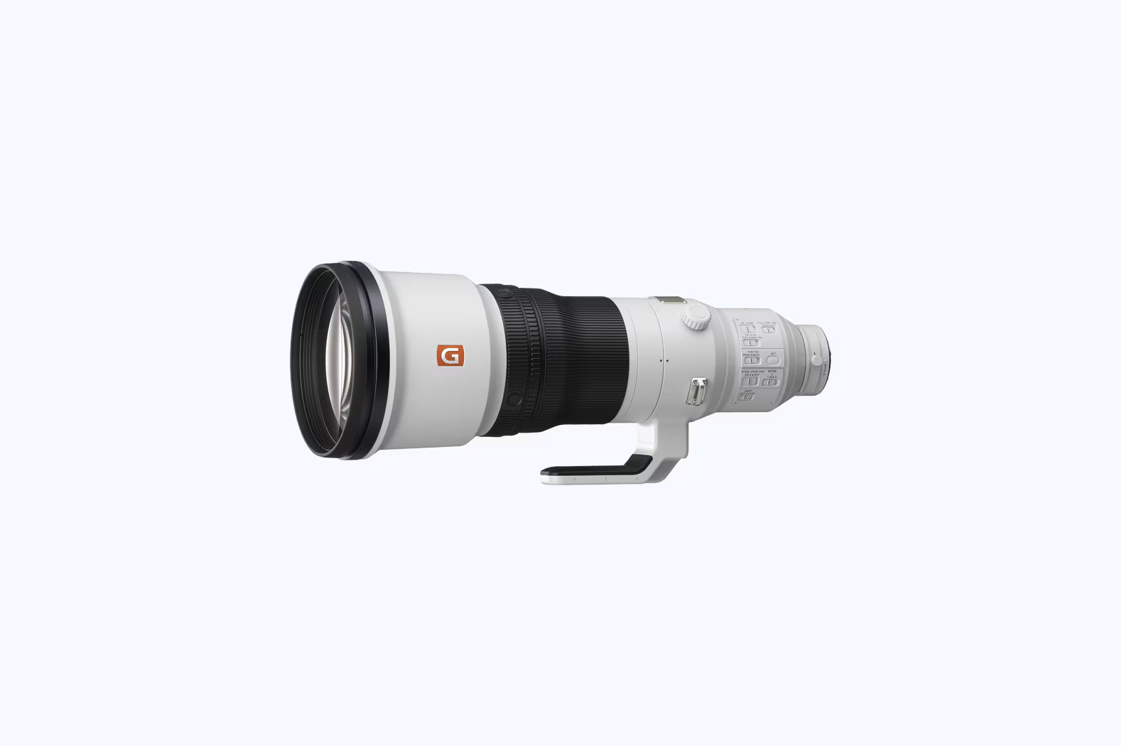 Sony Fe 600Mm F4 Gm Front Angle Front Three-Quarter View Of The Sony Fe 600Mm F4 Gm Oss Super-Telephoto Lens With Its Large Front Element