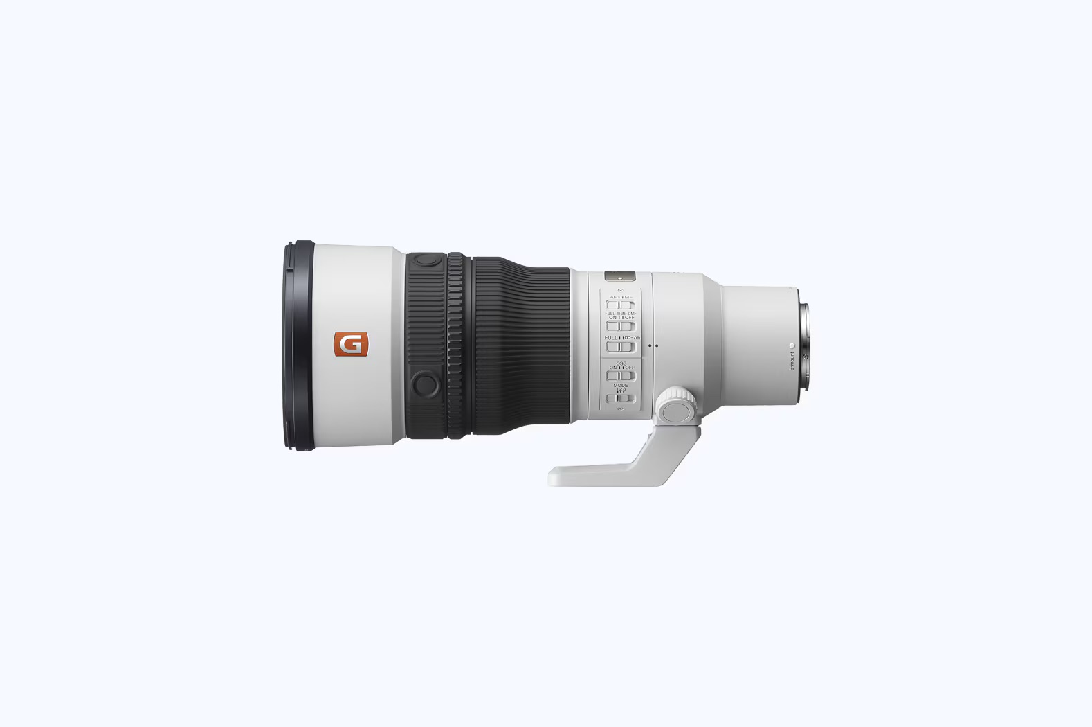 Sony Fe 600Mm F6 3 Gm Oss Side View Tripod Foot Side View Of The Sony Fe 600Mm F6.3 Gm Lens Showing Its Tripod Foot And Switch Panel
